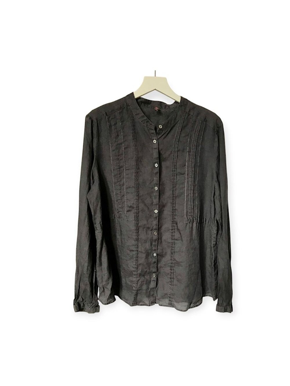 Vintage Wrap London Gray ramie shirt, size 12/14US, UK18
